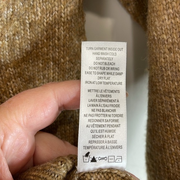 Rickis Fair Isle Pattern Mock Neck Sweater Camel Tan Blue Wool Blend Size L - Picture 9 of 11